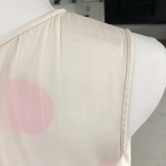 Classiques Entier Sleeveless Round Neck Silk Top w Frill Detail Cream + Blk Sz S - Picture 8 of 11